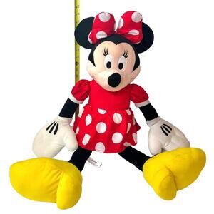 Disney Minnie Mouse Plush Jumbo 29" Doll Red Polka Dot Dress Bow Yellow Shoes